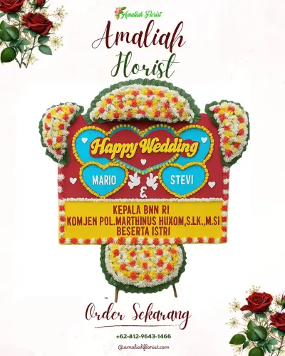 Karangan Papan Bunga Pernikahan di Bencoy